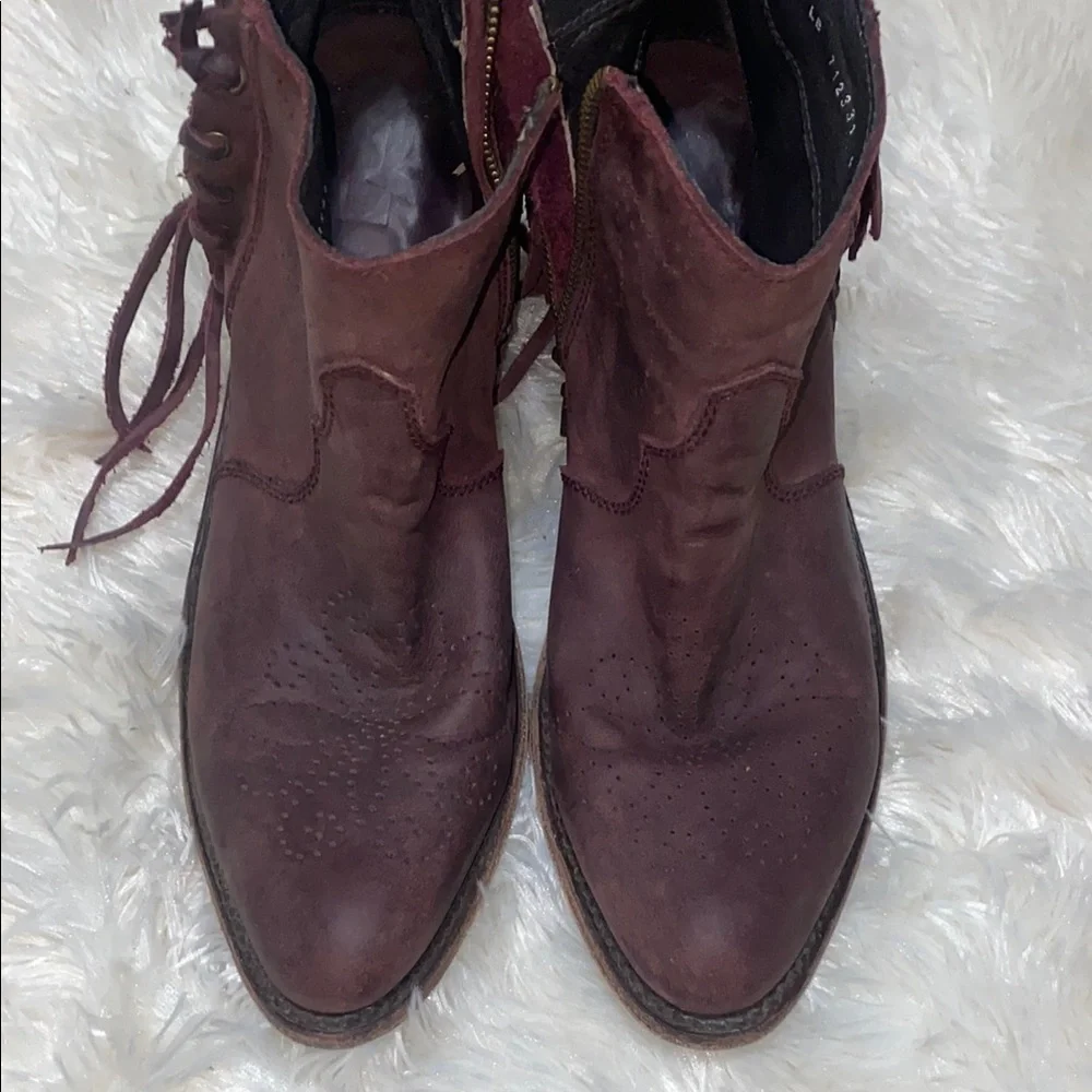 LIBERTY Black Purple Ankle Boots with Stylish Fringe - Picture 10 of 10